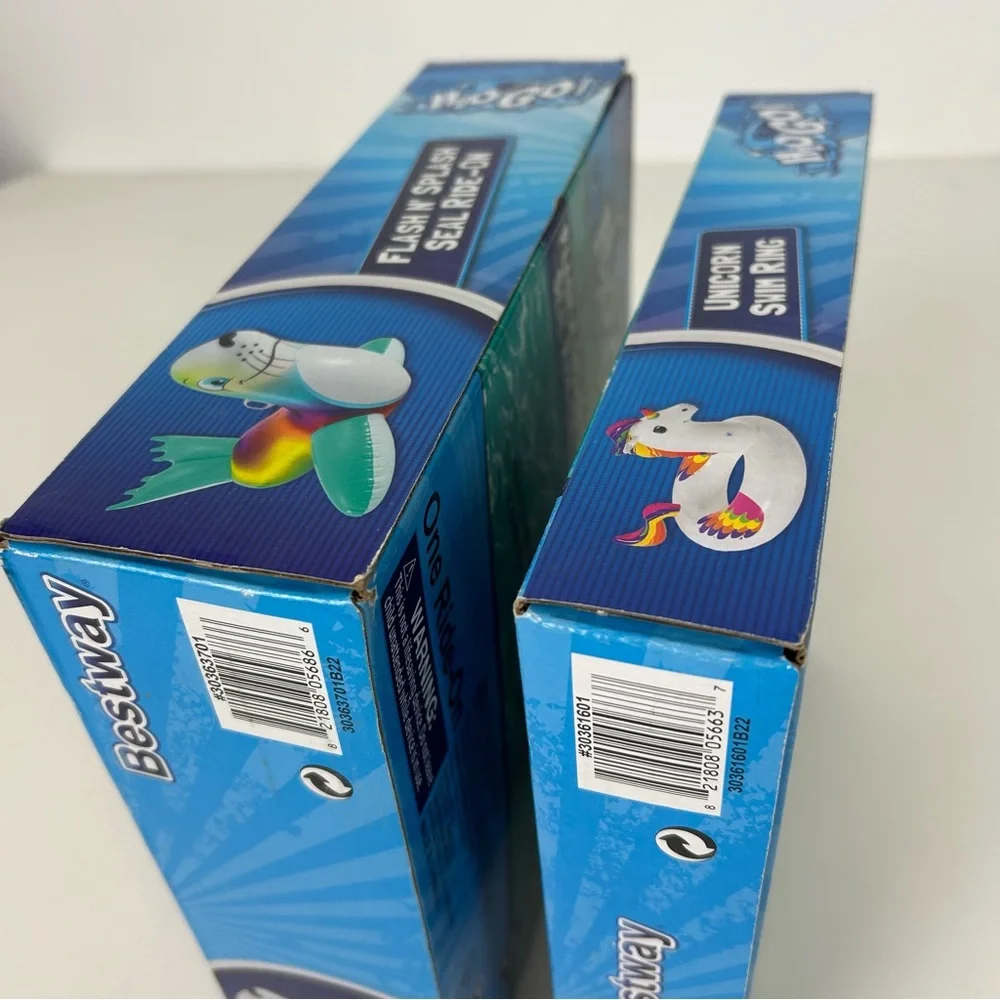 NIB – “2 Items” Bestway H2OGO! FLASH N' SPLASH SEAL RIDE-ON & UNICORN SWIM RING